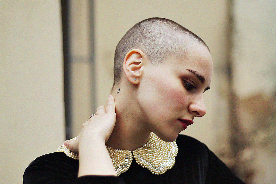 Actress shaved head