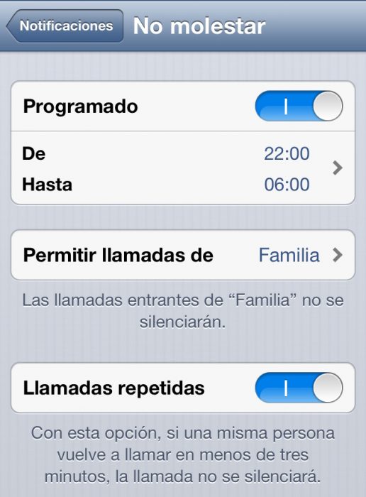 Función no molestar de iPhone 