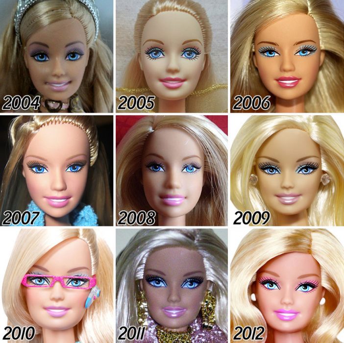 La evolución de Barbie de 2004 a 2012