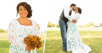 Esta novia tardó 8 meses en tejer su propio vestido de boda y sólo gastó 70 dólares. ¡Parecía de un millón!