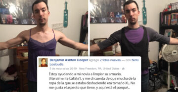 Este chico se probó la ropa de su novia para dar un poderoso mensaje acerca de las tallas y el sexismo