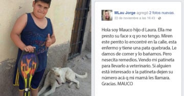 Vendió su patineta para curar a un perro callejero