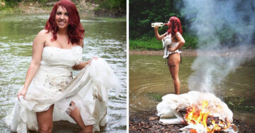 Celebró su divorcio prendiéndole fuego a su vestido de novia ¡de 1,500 dólares!