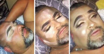 Ella maquilló a su papá mientras dormía, el resultado: ¡un ‘contouring’ perfecto!