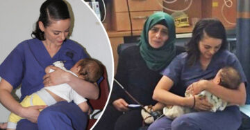 La imagen de esta enfermera amamantando a un bebé se vuelve viral; la razón es increíble