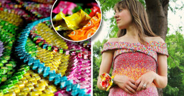 Cose 10 mil envolturas de dulces y diseña increíble vestido; ¡también bolso y tacones combinables!