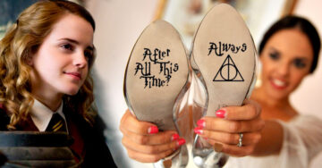 Zapatillas de boda llevan mensaje oculto; son el sueño de toda fan de Harry Potter