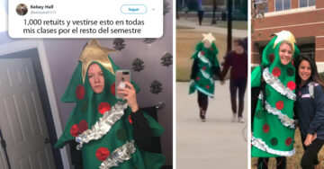 Si su foto se viralizaba, ella vestiría de árbol navideño en la escuela; NUNCA subestimes a Internet
