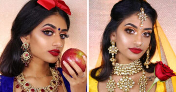 Modelo imita looks de princesas de Disney inspirados en la cultura de la India
