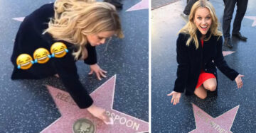 Reese Witherspoon limpa su propia estrella en el Paseo de la Fama y no podemos parar de reír