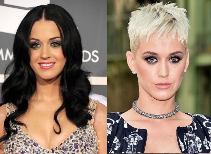 Katy Perry mostrando sus dos cambios de cabello 