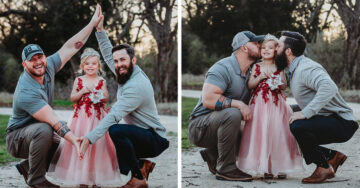 Su papá y padrastro la acompañaron en una sesión de fotos única