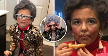 Se disfraza de abuelita de 100 años para una fiesta en el kinder y se vuelve viral