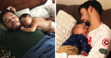 Padres comparten tiernas fotos de sus bebés dormidos sobre su pecho