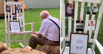 Abuelo come solo junto al memorial de su esposa fallecida y conmueve a Internet