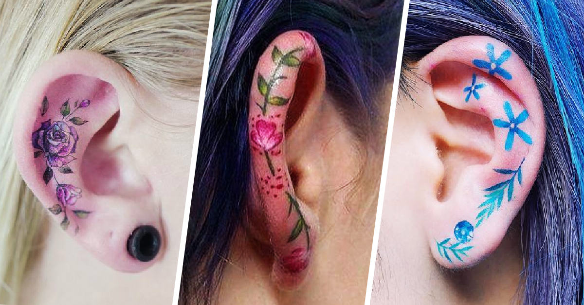 Lindas Ideas De Tatuajes Florales Perfectos Para Tus Orejas