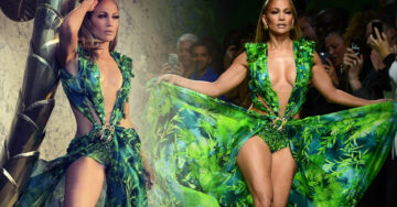 Jennifer Lopez cierra desfile de Versace con el vestido que usó en los Grammy del 2000