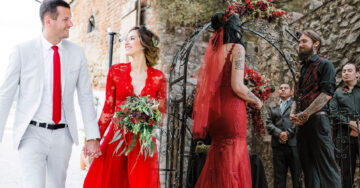 15 Vestidos de novia en rojo para llegar al altar llena de amor y pasión