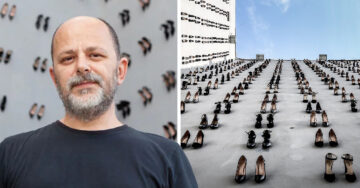 Pared con 440 pares de zapatillas recuerda a las mujeres asesinadas por sus esposos en Turquía