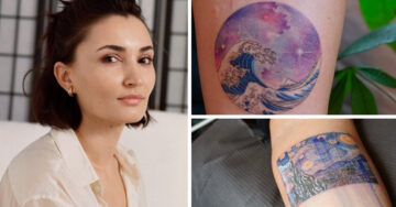 Realiza tatuajes geométricos inspirados en obras de arte y el resultado es encantador