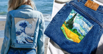 Se inspira en obras de arte para transformar jeans de segunda mano