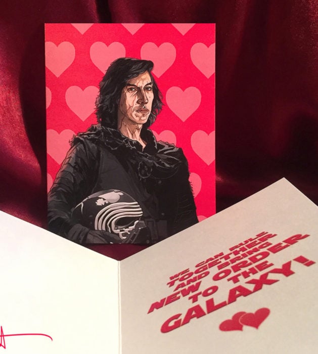El ilustrador PJ McQuade crea tarjetas de San Valentín de famosos y películas para gemte geek; Kylo Ren, Star Wars