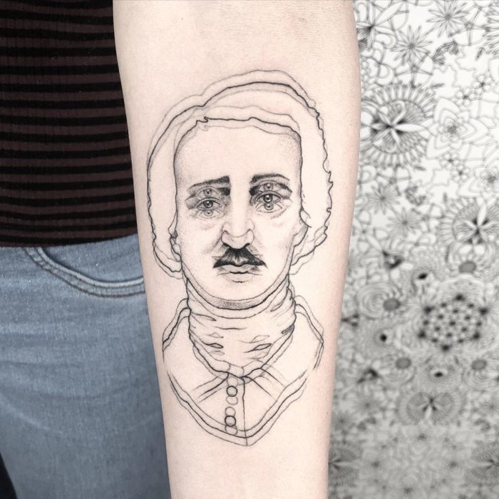 Tatuaje de ilusión óptico de Edgar Allan Poe