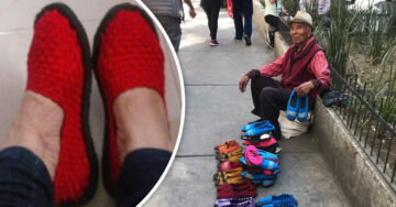 Abuelito pide ayuda para vender zapatos tejidos y mantener a su familia