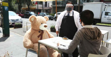 Esta cafetería usa osos gigantes de peluche para respetar la sana distancia