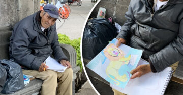 Abuelito hace dibujos para ganarse la vida en plena pandemia