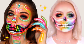 17 Maquillajes de catrina en tonos neón para brillar en la oscuridad