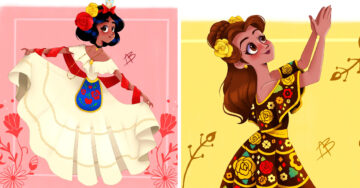 Ilustradora viste a las princesas de Disney con trajes típicos