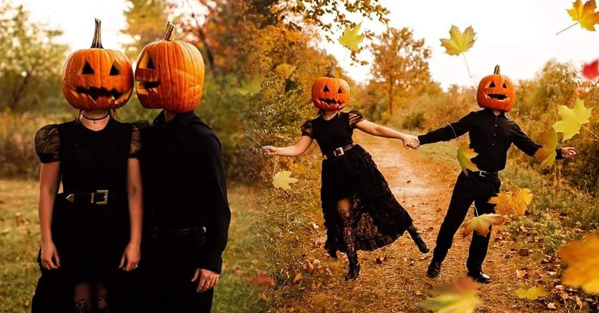 Pareja hace sesión de fotos de Halloween muy original