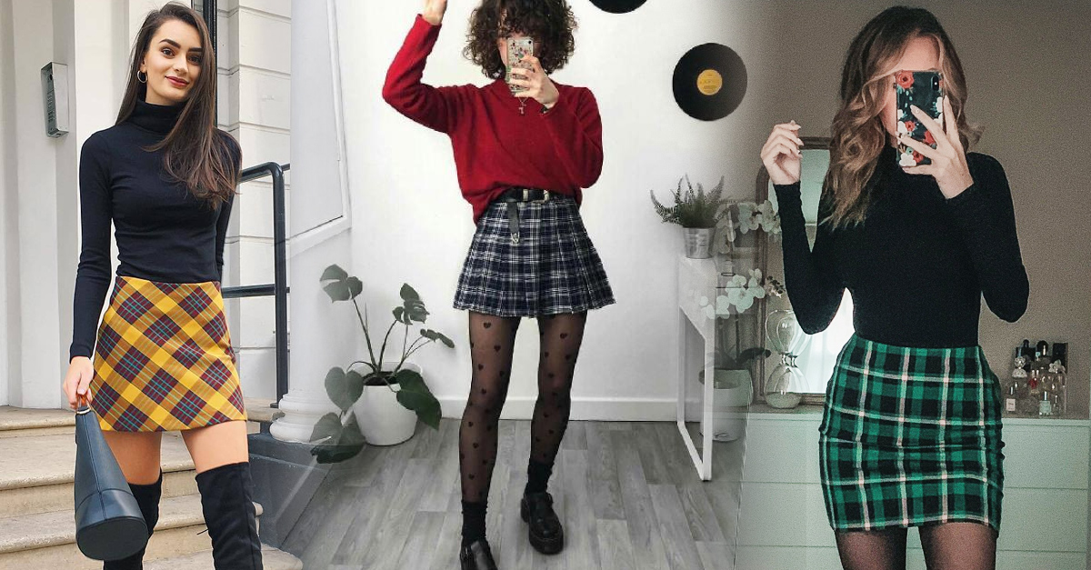 postre Nuevo significado vendedor Diferentes outfits y looks con la falda escocesa de los 90