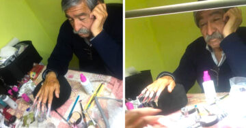 Papá se presta como modelo de uñas para que su hija apruebe su examen final