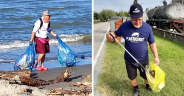 Abuelito de 85 años dedica su retiro a limpiar basura de las playas