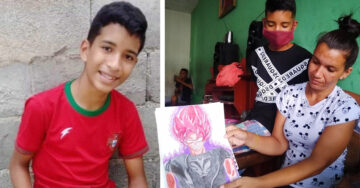 Niño vende sus dibujos para ayudar a su madre a mantener la casa