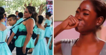 Maestra ayuda a su alumno con capacidades diferentes a bailar el vals en su graduación