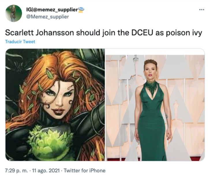 Comparación de Scarlett Johanson como hiedra venenosa 