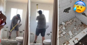 Contratista destruye un baño que había remodelado porque no le pagaron por su trabajo