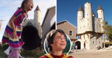 Papá ‘potterhead’ les construye a sus hijos el castillo de Hogwarts en el patio de su casa