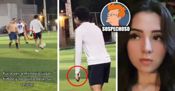 ¡Ni Cristiano Ronaldo! Chico juega fútbol con el celular en la mano para no dárselo a su novia