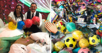 En vez de regalos en su boda, novios pidieron juguetes a sus invitados para donarlos a niños