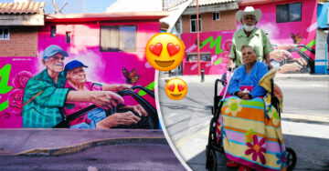 Artista urbano pinta un hermoso mural de estos abuelitos enamorados y se vuelve viral