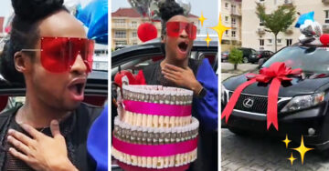 ¡Porque es un buen compañero! Sus amigos le regalaron un automóvil por su cumpleaños