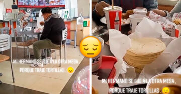 ¡La decepción, la traición hermano! Se cambió de mesa porque su familia llevó tortillas a KFC