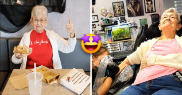 ¡Nunca es tarde para hacer lo que quieres! Abuelita de 82 años se tatúa por primera vez