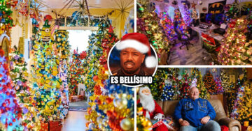 ¡Gran espíritu navideño! Familia decora su casa con 444 árboles de Navidad y obtienen un récord mundial