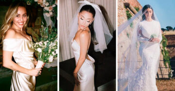 14 Famosas que eligieron vestidos de novia desde lo sencillo hasta lo costoso