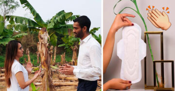 Pareja transforma desechos de cultivos de plátano en toallas higiénicas biodegradables